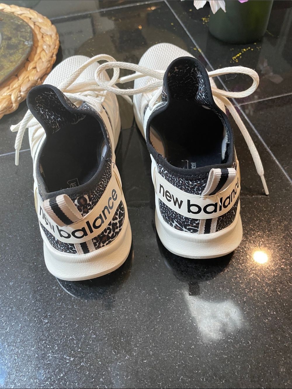 New Balance Nergize Sport White Sneakers with leopard trim. - Picture 3 of 7